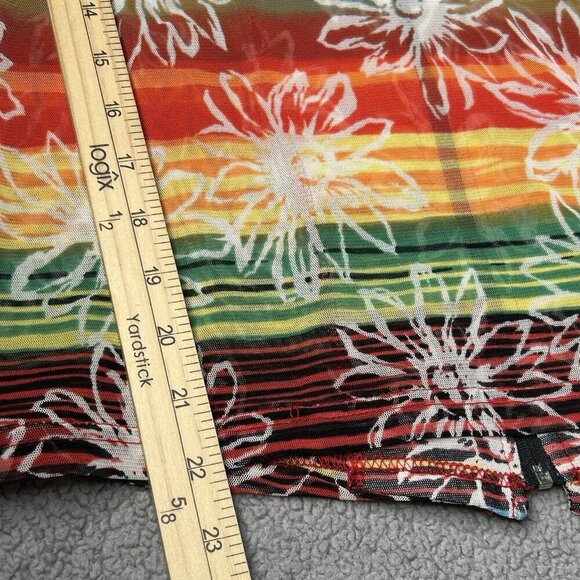 Damee Inc Jacket Womens Medium Rainbow Floral Mesh Studded Zip Stretch Vintage - Picture 13 of 13